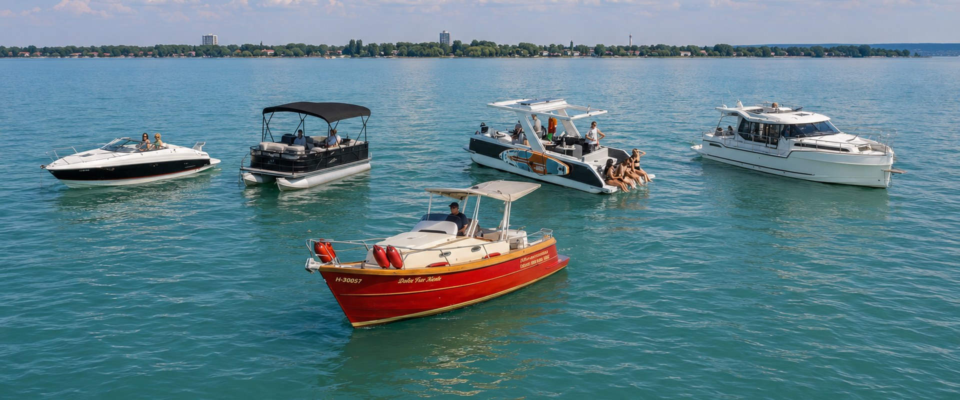 Elektromos hajóbérlés a Balatonon — flotta Siófokon